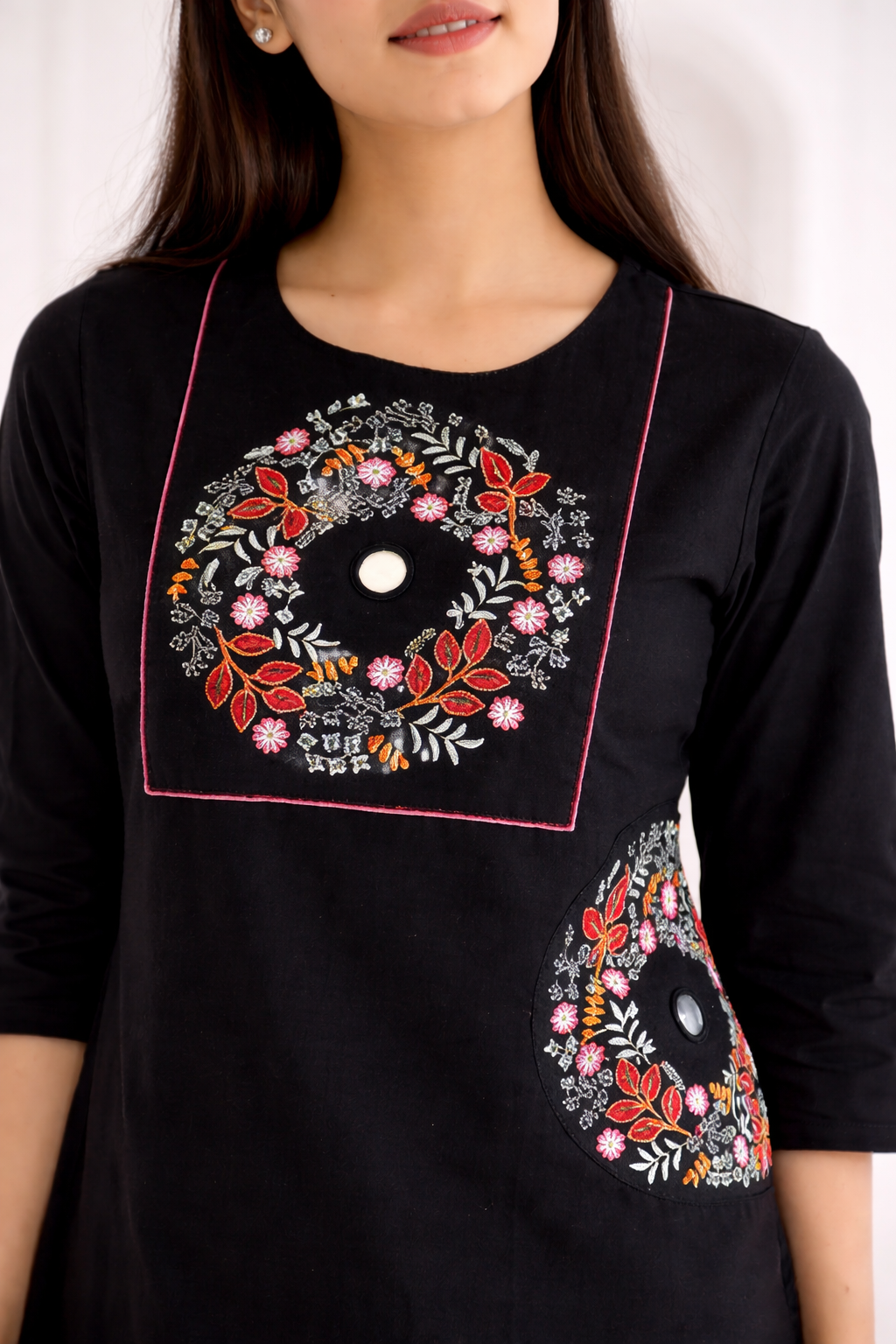 Midnight Bloom Embroidered Kurta Set